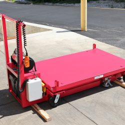 Custom Aerospace MRO Battery Powered Mobile Support Scissor Lift, Fully Lowered, Controls, Control Box, Isometric View