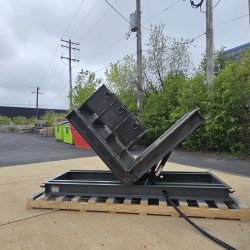Hydraulic Tilter/Upender for Materials Processing Manufacturer, Partially Tilted, Side View