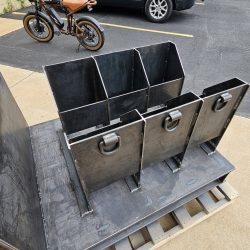 Hydraulic Tilter/Upender for Materials Processing Manufacturer, Fully Tilted, Close Up of D-Rings